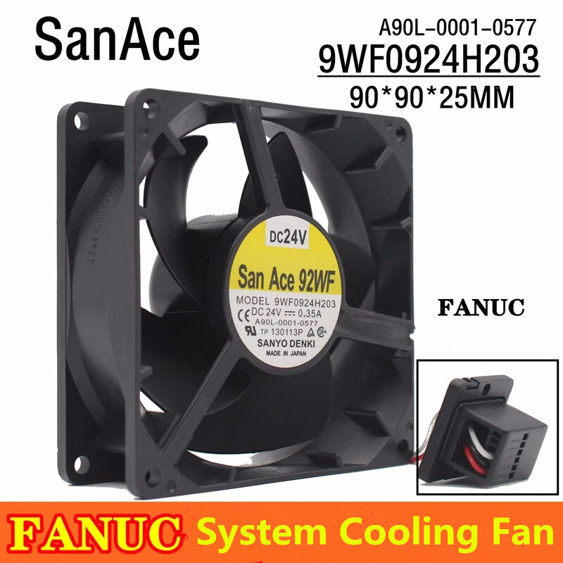 Sanyo A90L-0001-0577 9WF0924H203 24V 0.35A 3-wire FANUC System Cooling Fan