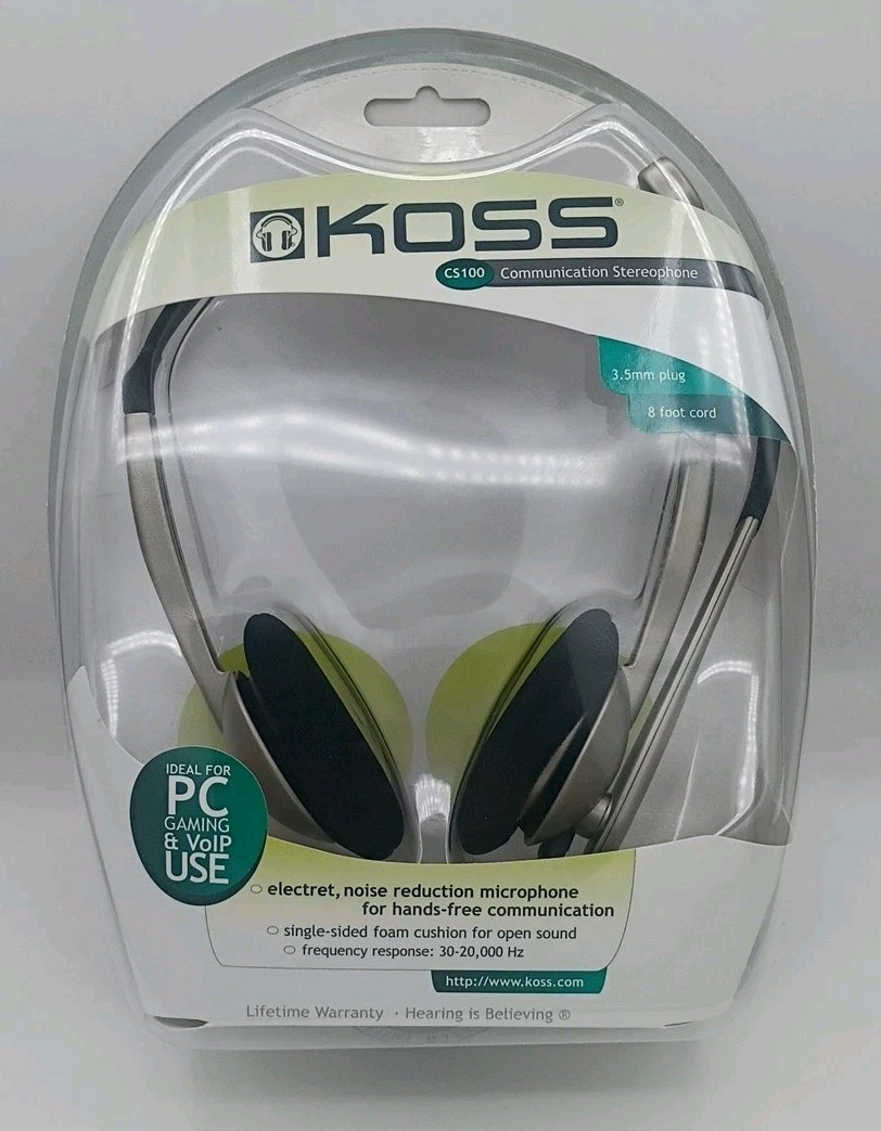 KOSS CS100 Communication Stereophone  headset, NIB, 3.5mm plug 