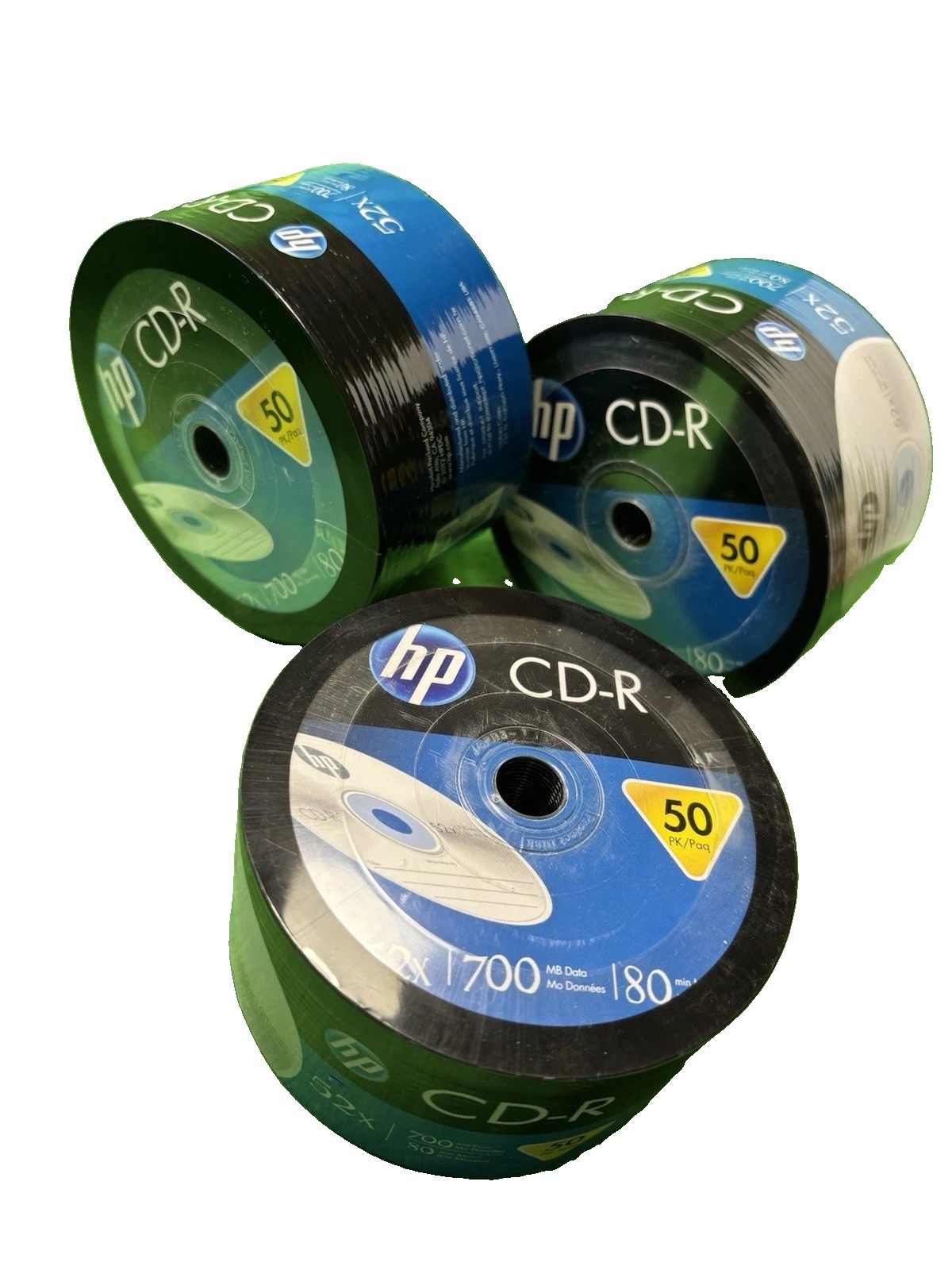 3x 50 HP Blank 52X CD-R CDR Branded Logo 700MB Media Disc 150 Total