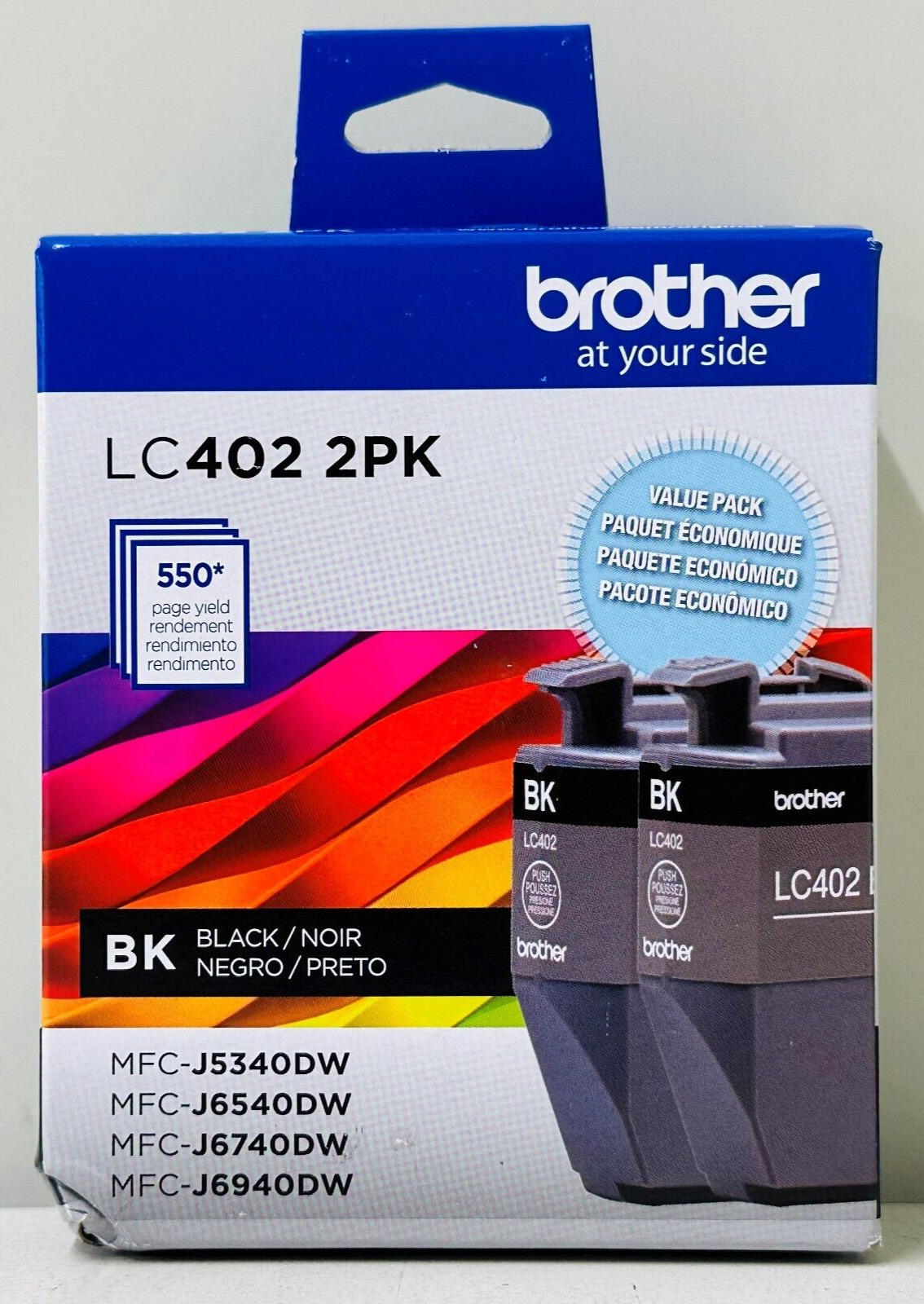 New Genuine Brother LC402 Black 2PK Ink Cartridge Box