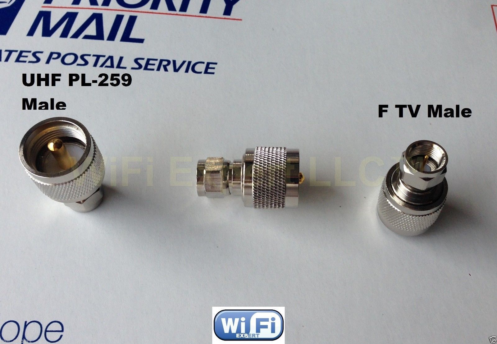 1 x UHF Male PL-259 Female SO-239 To F TV Male Female COAX RF Connector Adapter