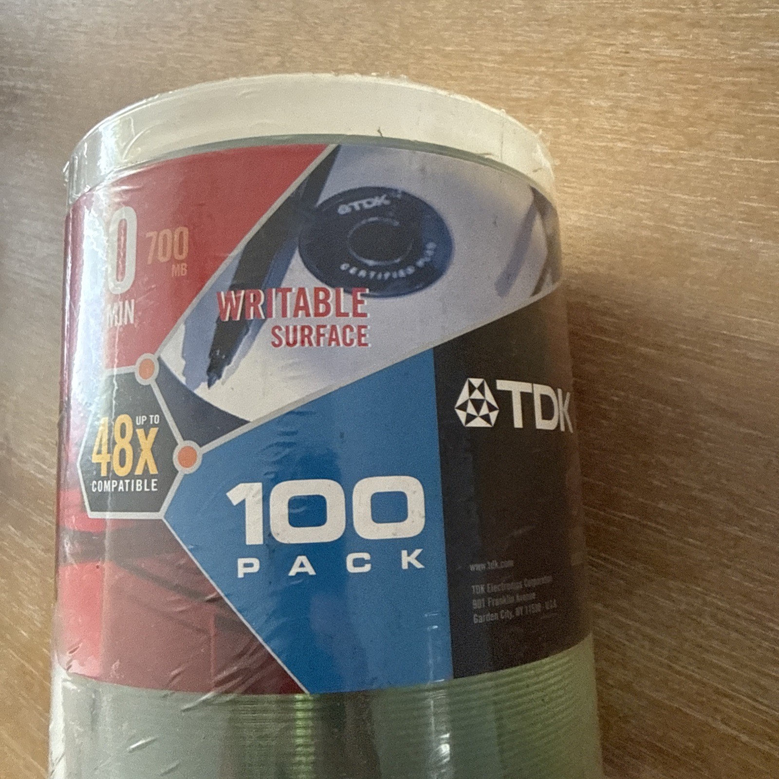 TDK 100 Pack CD-R 700MB 80 Min 48x Recordable Blank Discs Spindle Factory Sealed