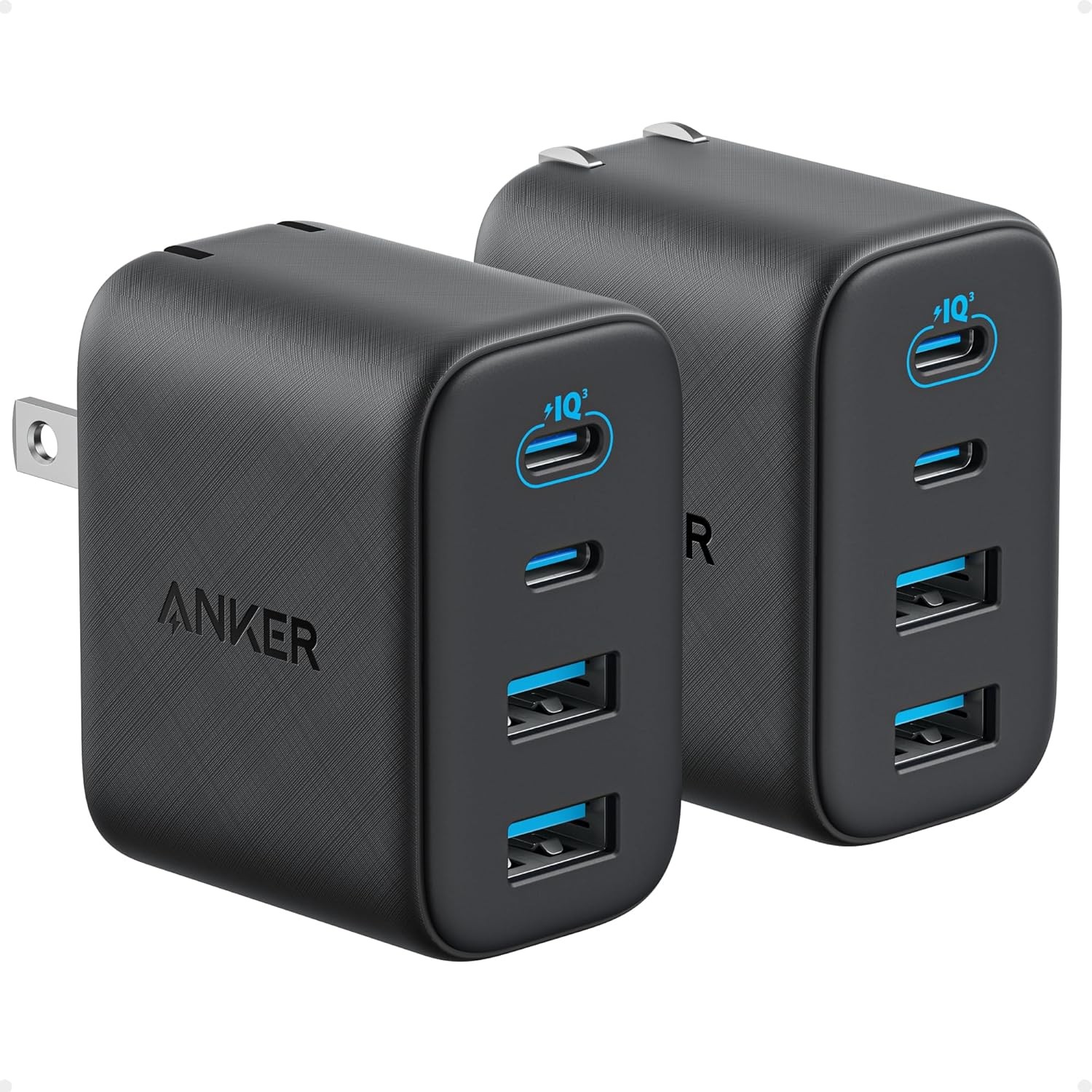 Anker Zolo USB C Charger Block, 2-Pack 4-Port Wall Adapter with 50W Max Output