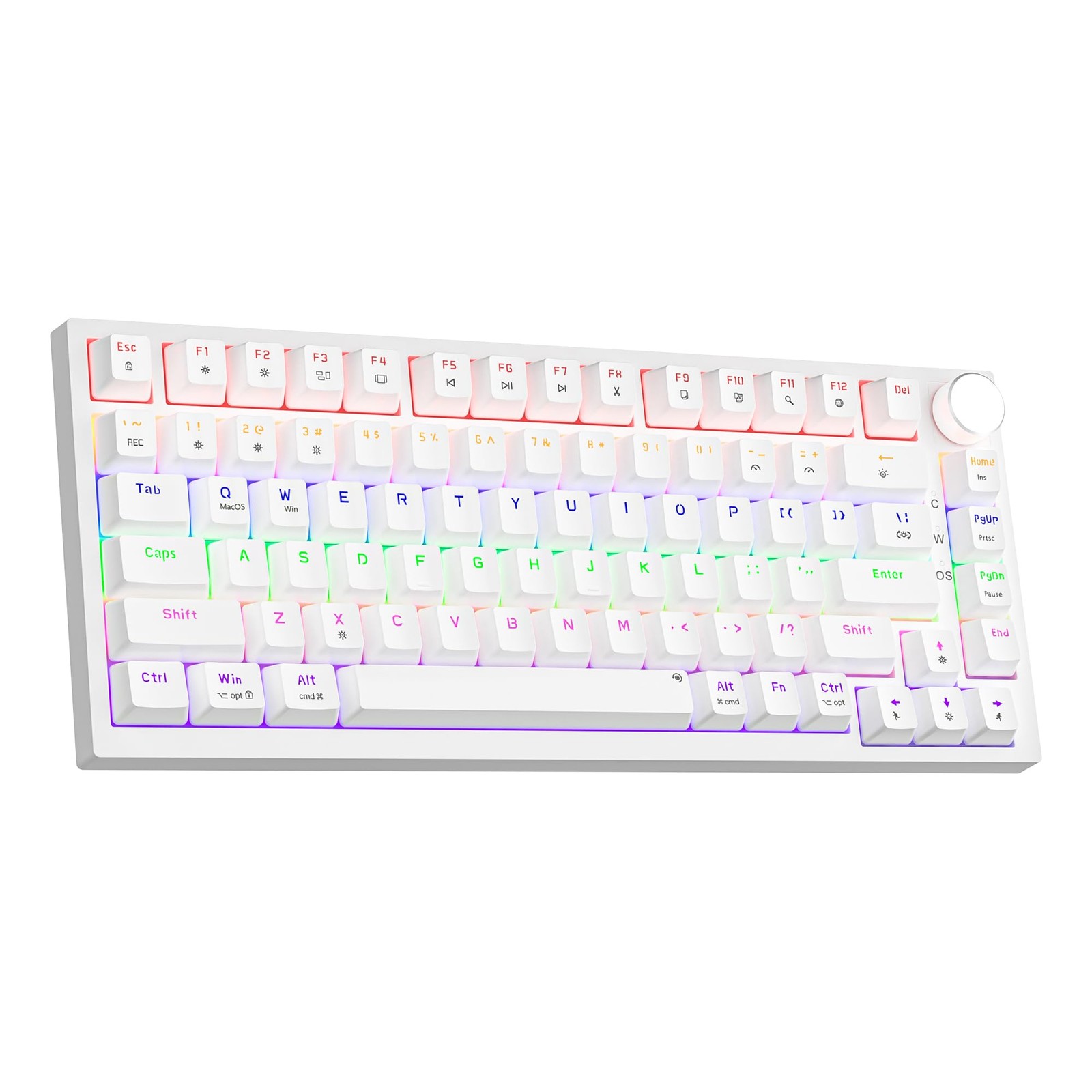 Newmen GM326 75% Percent Mechanical Keyboard,Wired Mini Backlit Hot White 