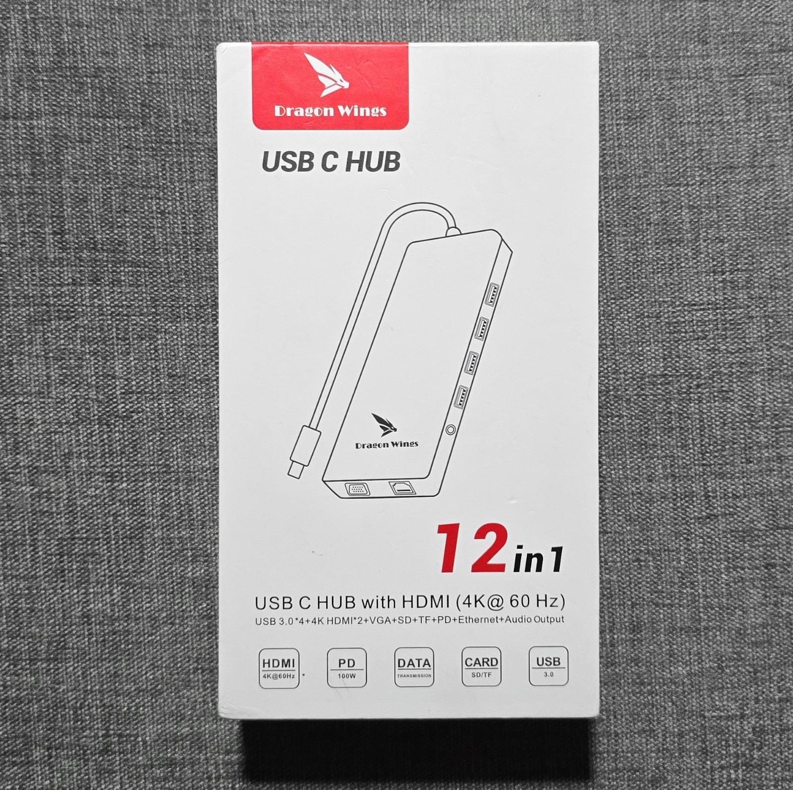 Dragon Wings 12-in-1 USB-C Hub Docking Station 4K HDMI Ethernet PD SD NEW