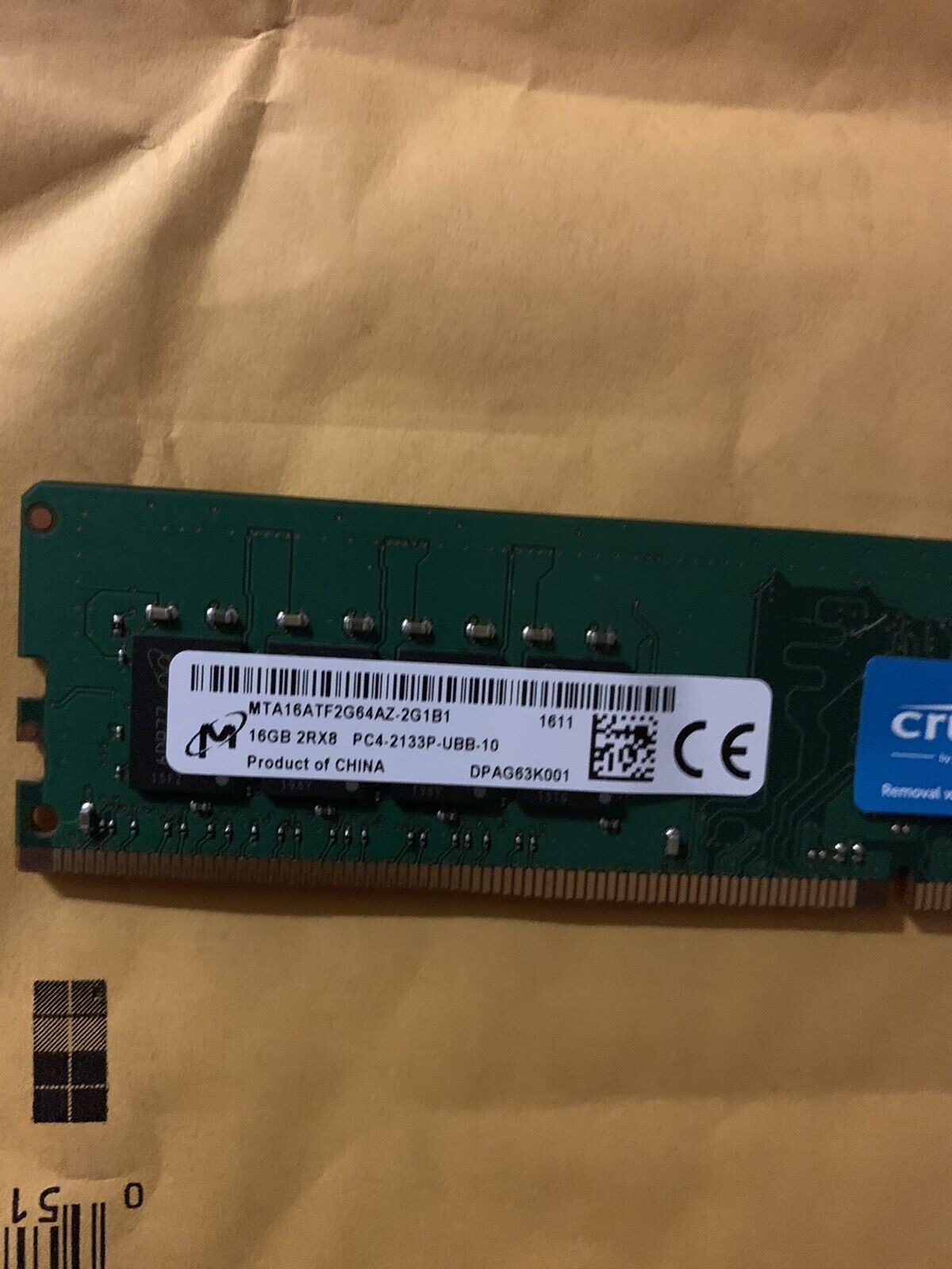 2X Micron(8gbx2) 16GB Total  2Rx8 PC4-2133P Desk top RAM DDR4