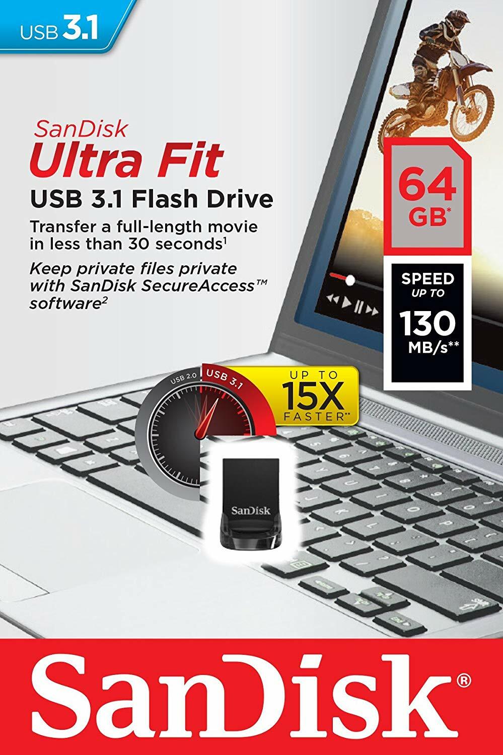 SanDisk SDCZ430 Ultra Fit USB 3.1 Flash Drive 16, 32, 64, 128, 256 GB