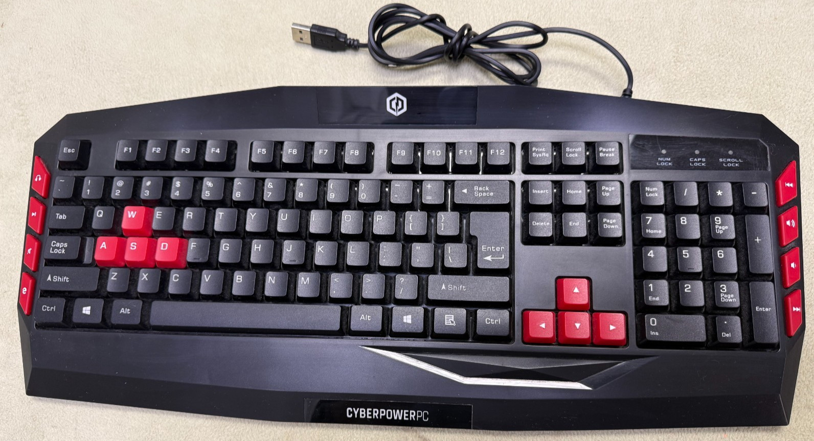 Cyberpower PC Gaming Keyboard Multimedia Control Gaming Wired USB Keyboard