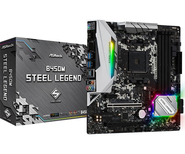 ASRock B450M Steel Legend Motherboard — New | 3-Year Manufacturer's Warranty
