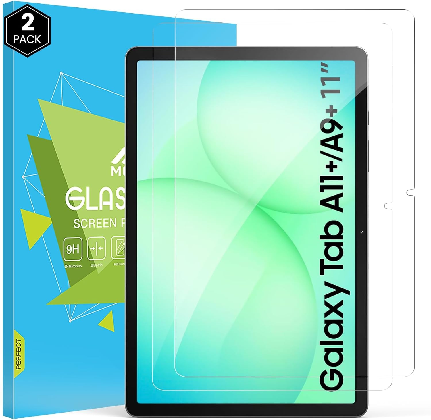 MoKo 2 Pack Tempered Glass Screen Protector for Samsung Galaxy Tab A11 Plus 11