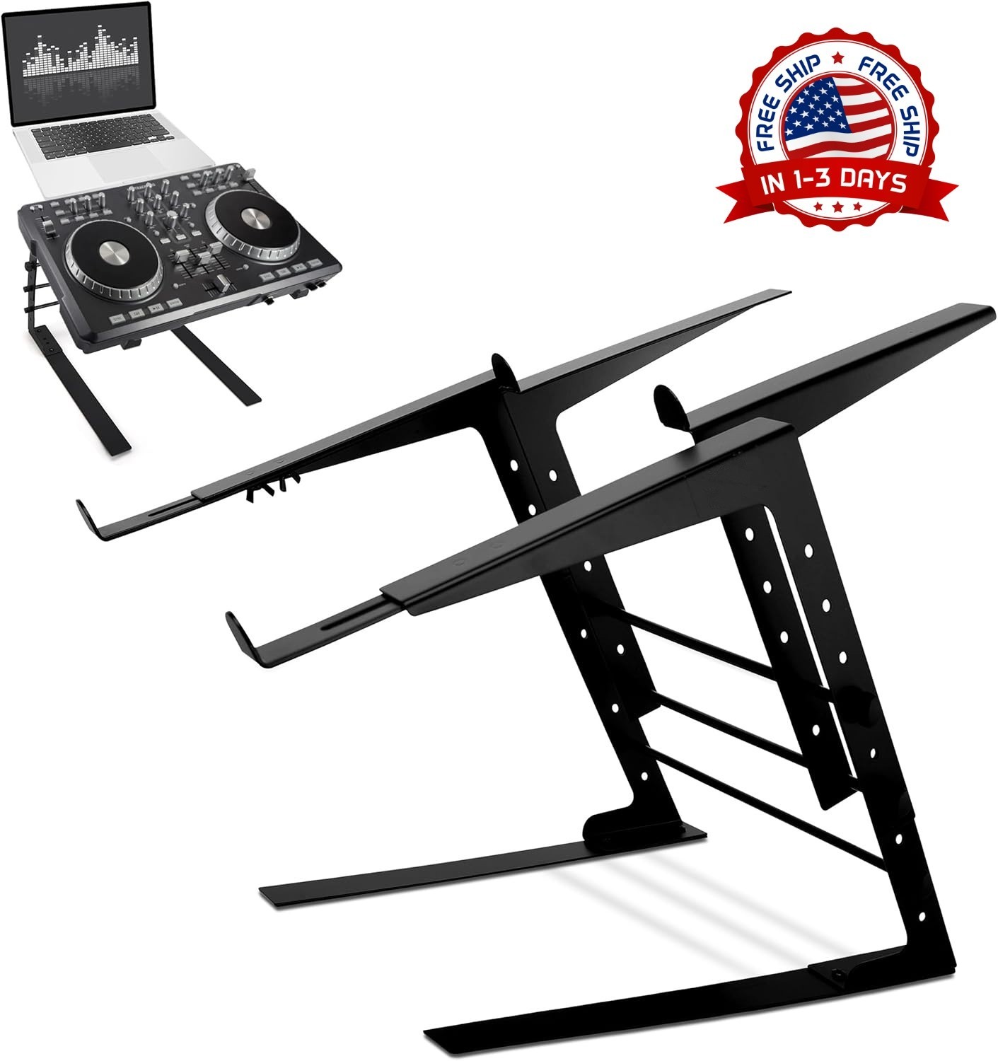 Soporte doble portátil para portátiles con altura ajustable y diseño ergonómico.
