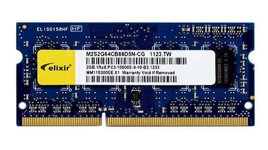 SO-DIMM DDR3 Laptop RAM ELIXIR 2GB DDR3 1333MHZ SODIMM M2S2G64CB88D5N-CG