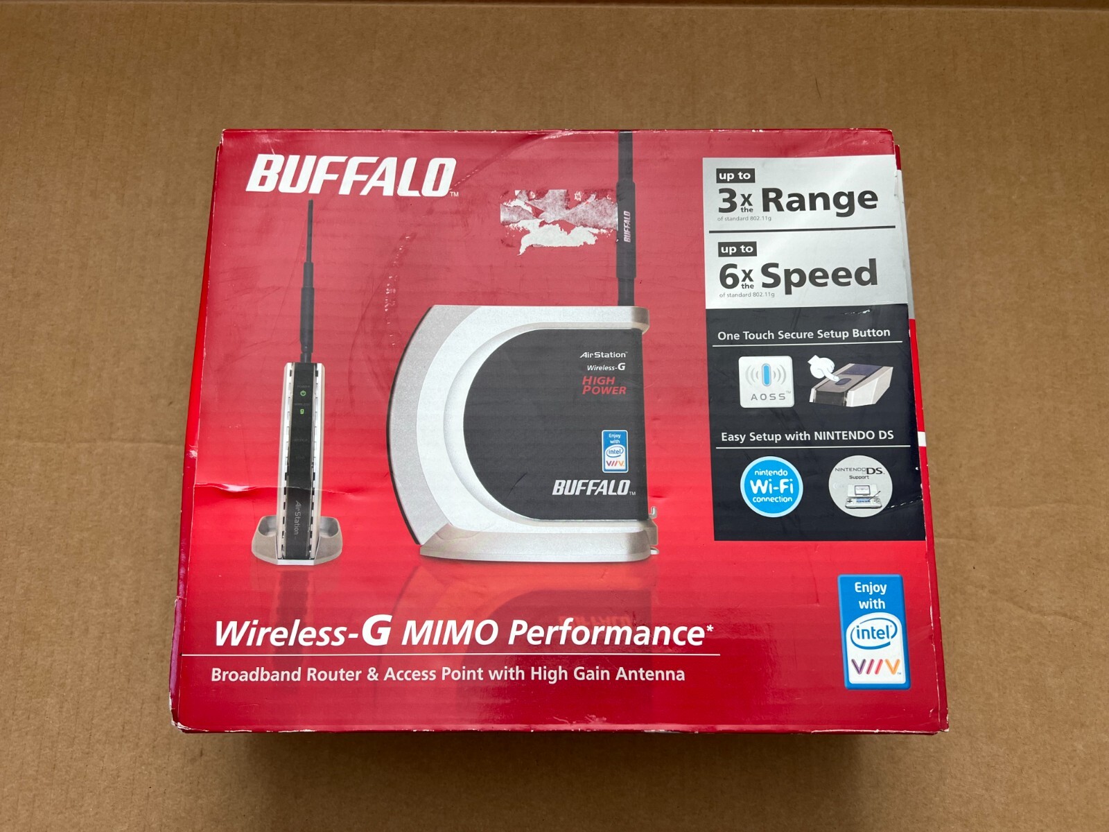 Buffalo Wireless G MIMO Performance AirStation WHR-HP-G54 4-Port 10/100 802.11g