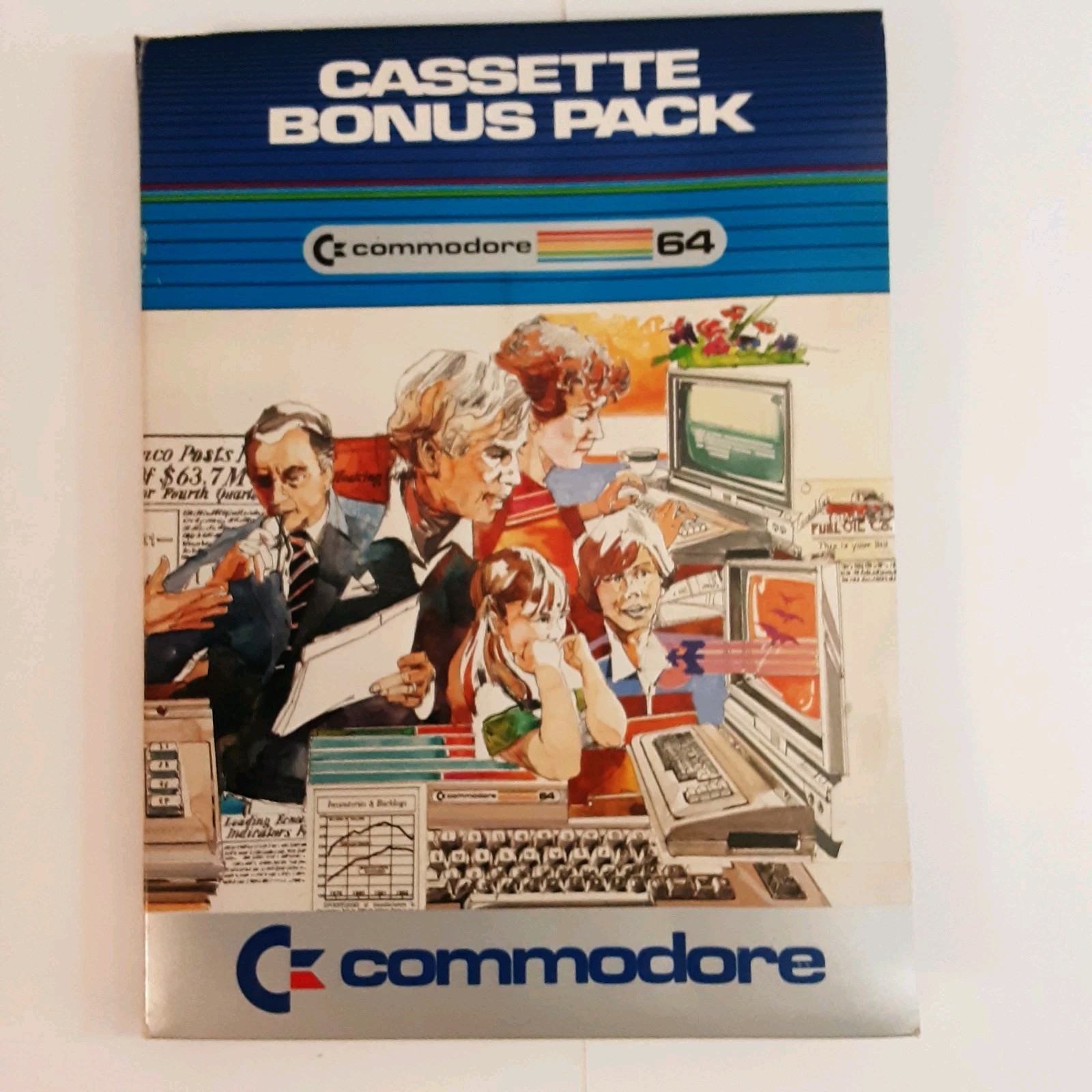 Vtg Commodore 64 Cassette Bonus Pack CIB 5 Cassettes,  Manual 1983