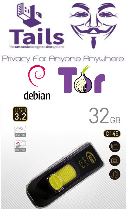 Tails Linux 6.0 32GB USB 3.2 Drive Safe Fast Secure Live Bootable Anonymous