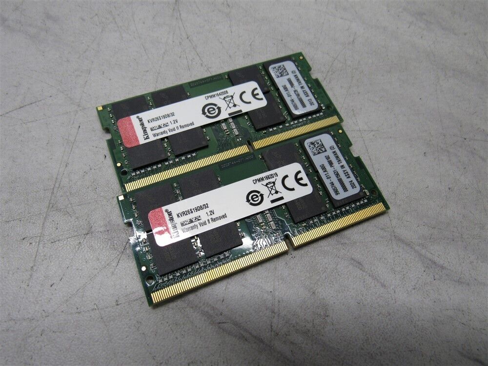 64GB Kit 2 X 32GB DDR4-2666 SODIMM Kingston KVR26S19D8/32 Laptop Memory RAM