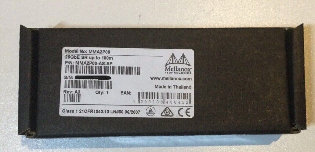 NEW In Box Sealed Mellanox MMA2P00-AS-SP 25GbE SFP28 25G 25GB SR  Transceiver