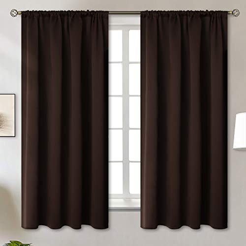 Blackout Curtains 63 Inch Length, Room Darkening 42"W x 63"L (Pack of 2) Brown