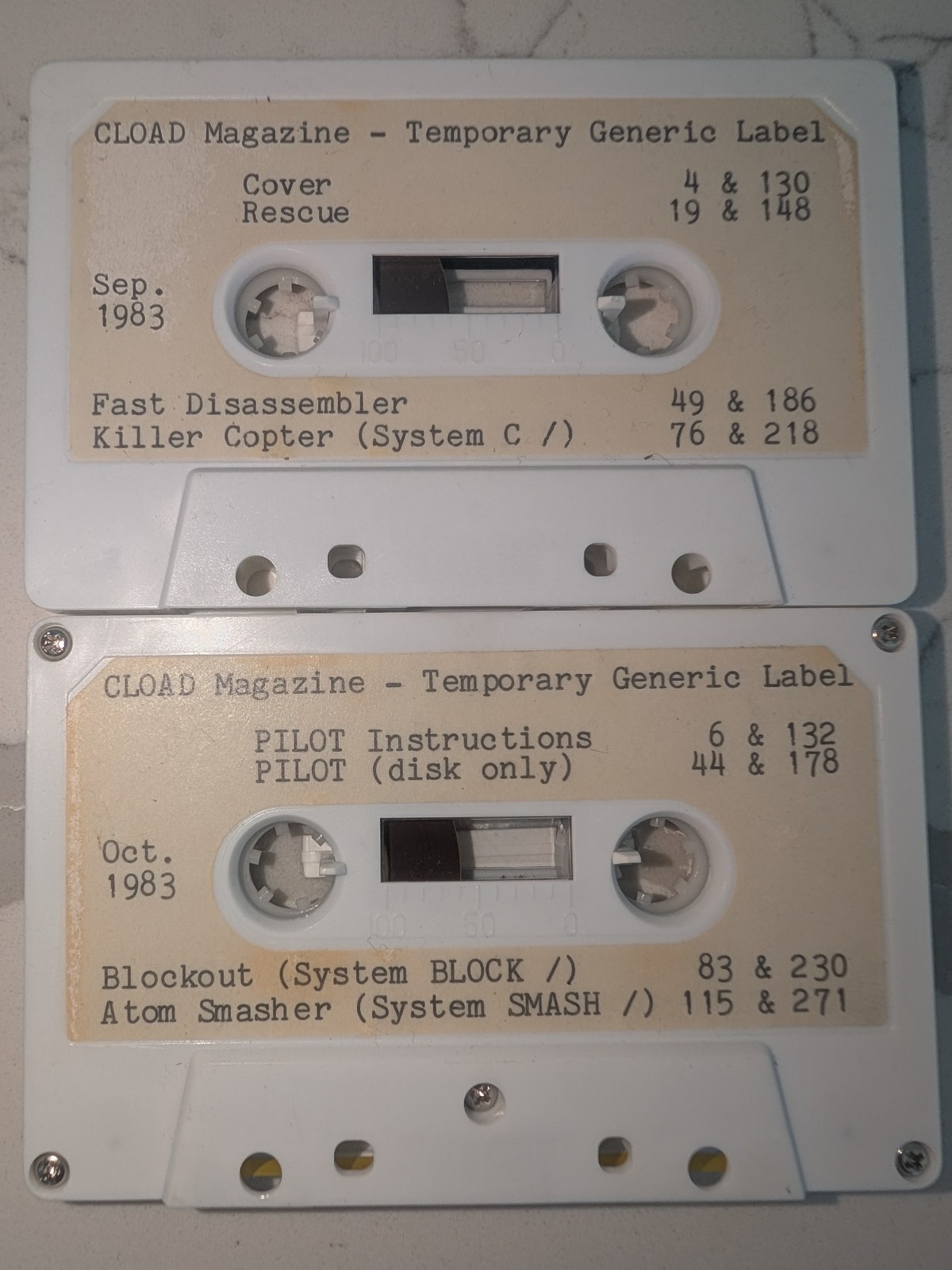 Vintage Original CLOAD Magazine Cassettes Sep & Oct 1983 TRS-80 computing