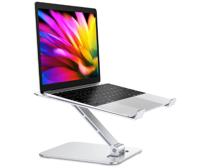 Soporte Portátil Aluminio 10"-16", Plegable Ergonómico Altura Ajustable, Plata