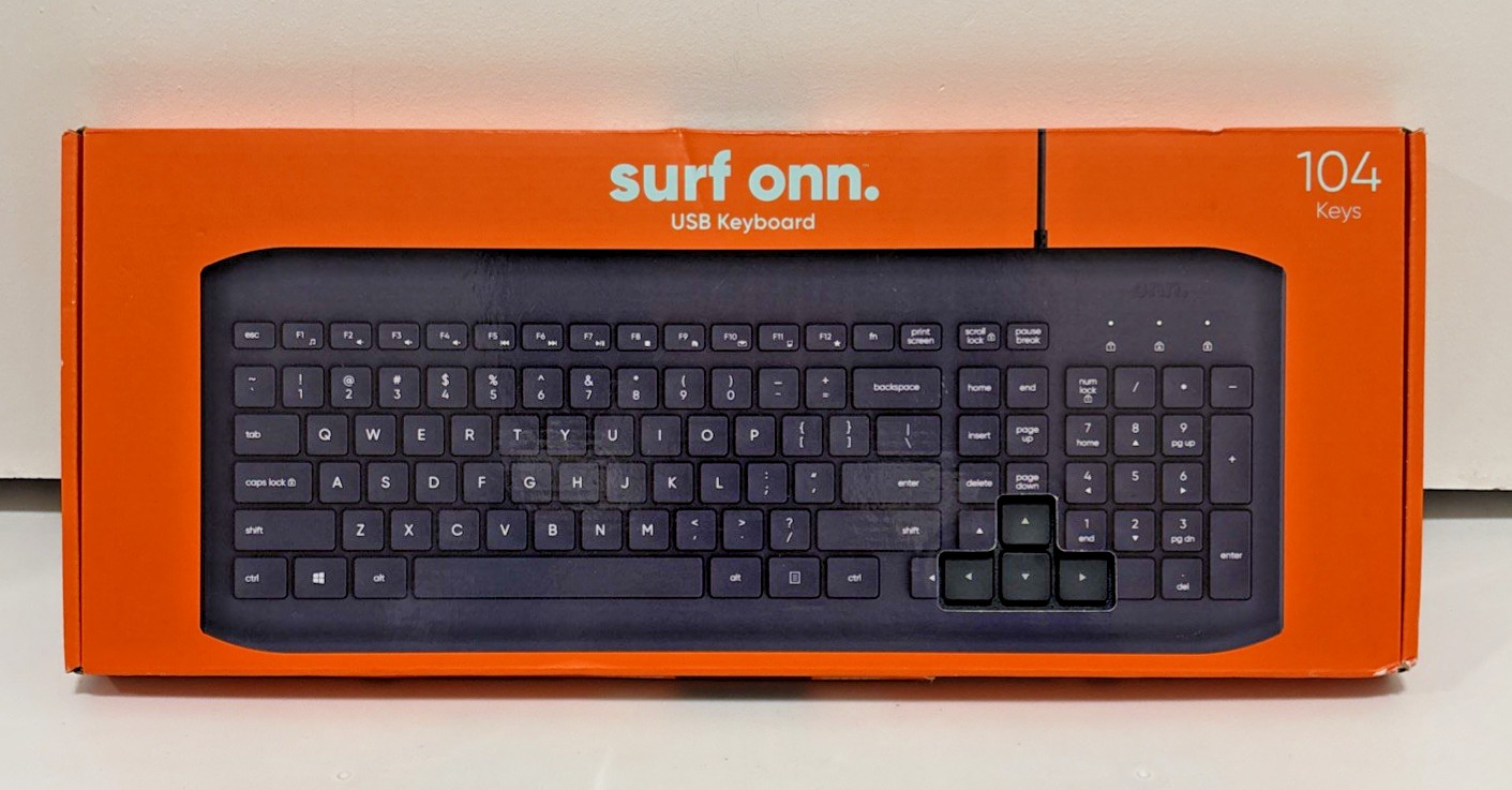 Surf Onn USB Keyboard 104 Keys With Cable 100009052 New Open Box