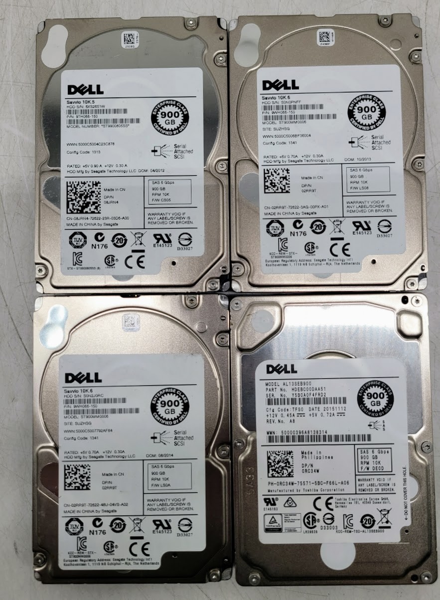 SAS-Lot of 4 Dell 900GB2.5" SAS Hard Drive different model check the description