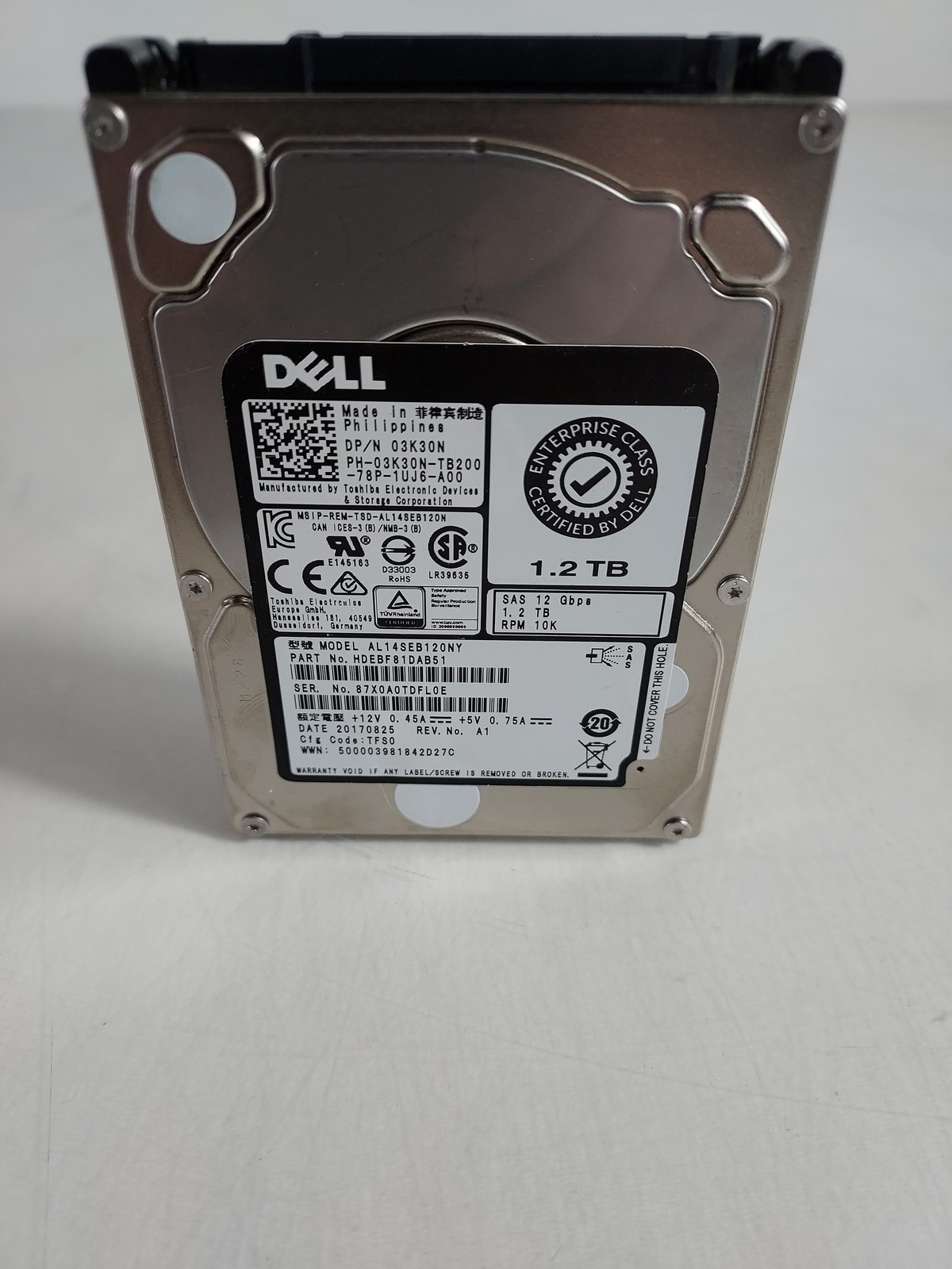 Toshiba DELL ENTERPRISE CLASS AL14SEB120NY 1.2 TB SAS 3 2.5 in  Drive