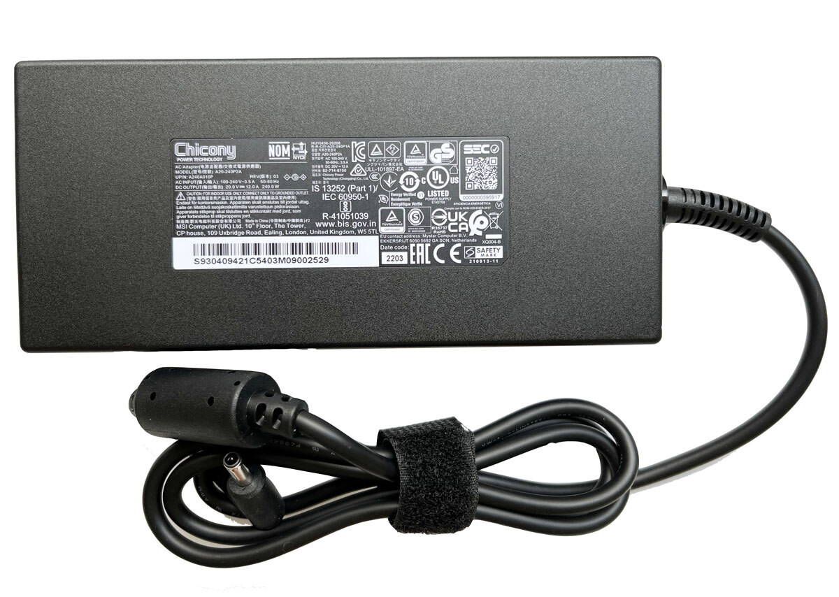 Genuine MSI Stealth GS66 12UGS 12UGS-025 12A 20V Chicony 240W AC Adapter Charger