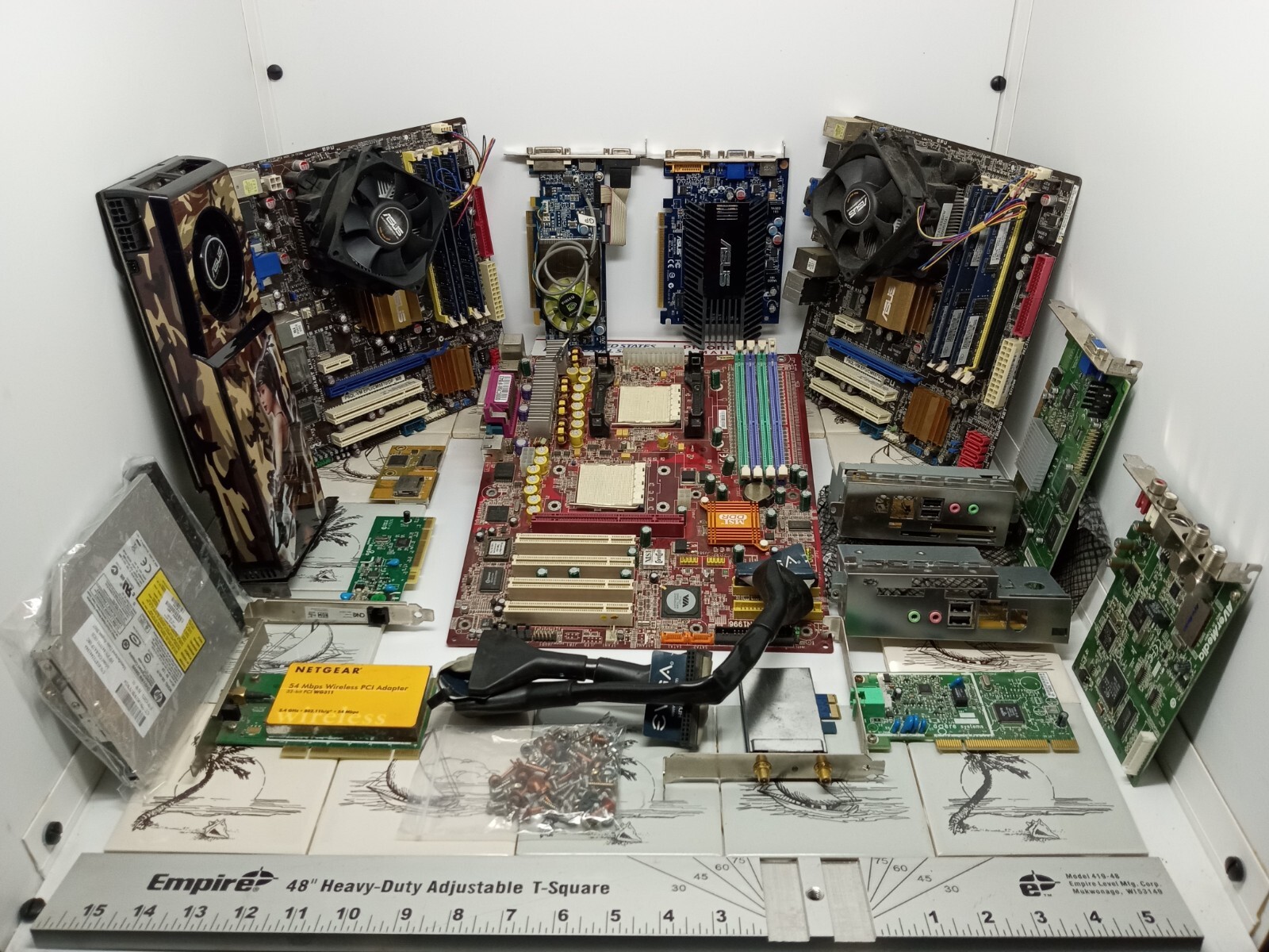 ASUS P5QL-VM EPU/CM5570 Lot Of (17) RARE Motherboard Pack RAM+CPU+GRAPHICS CARDS