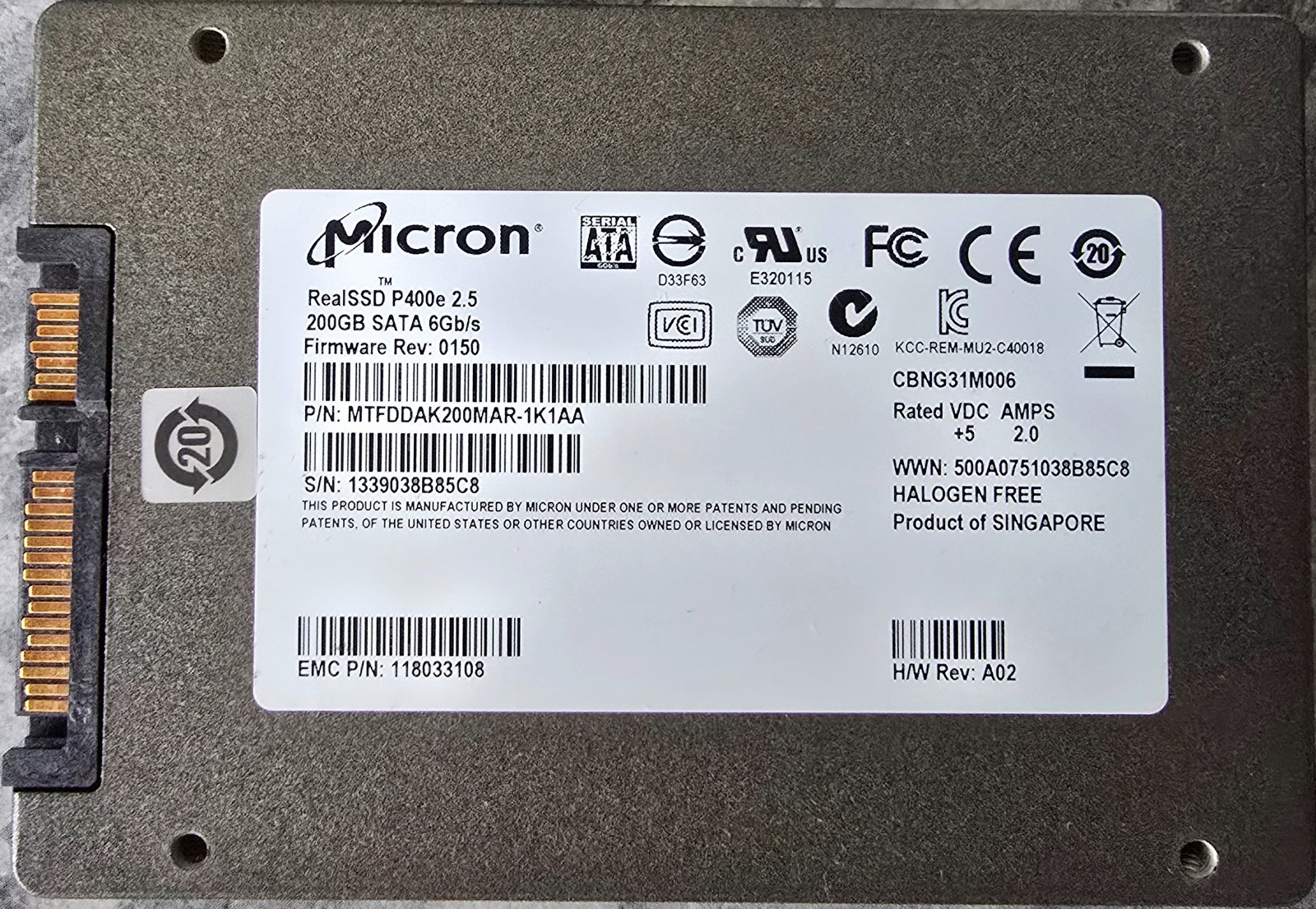 EMC 200GB SSD (Micron OEM)