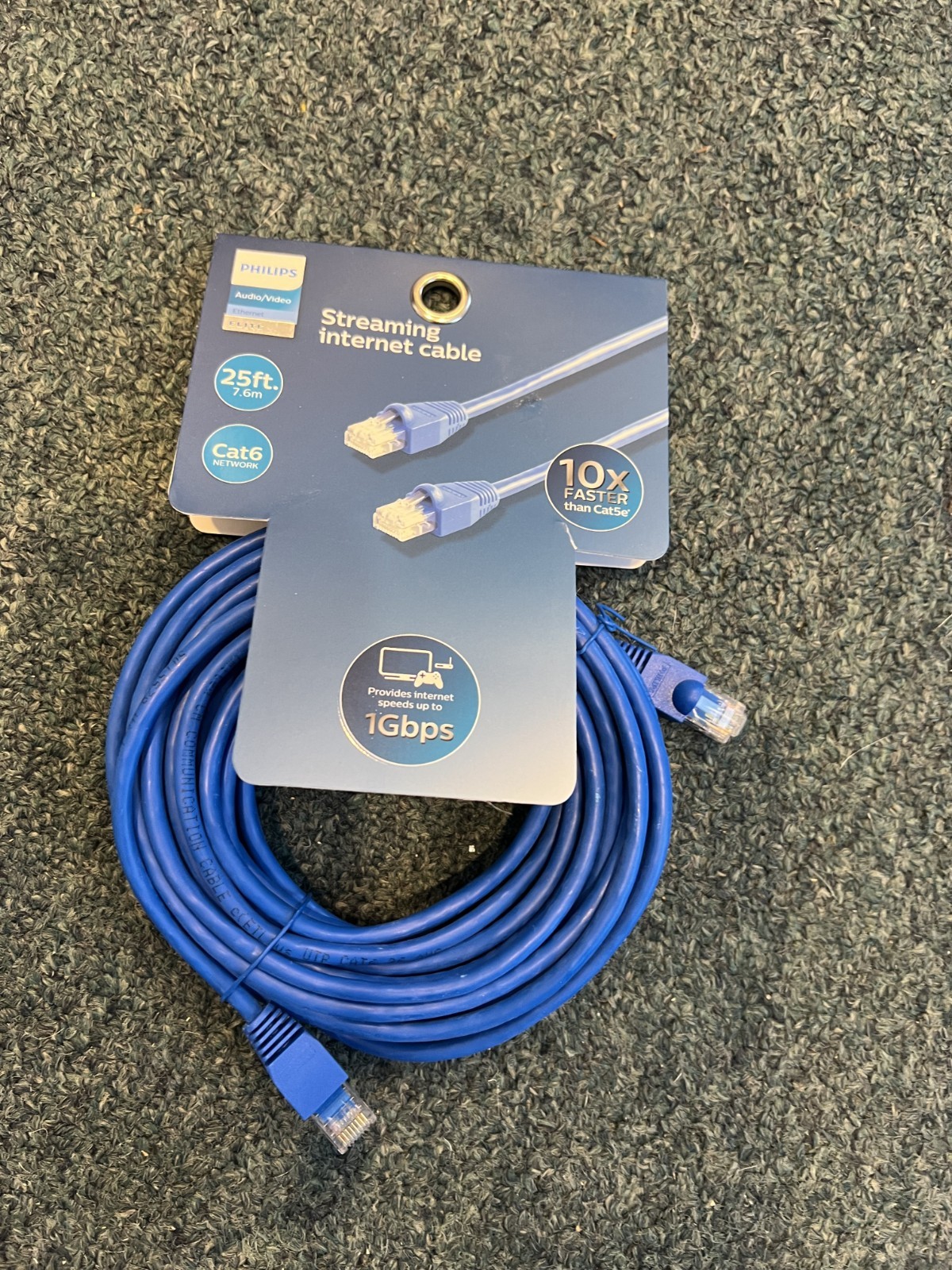 Philips Streaming Internet Cable 25ft Cat6 Blue Audio/Video FAST SHIPPING
