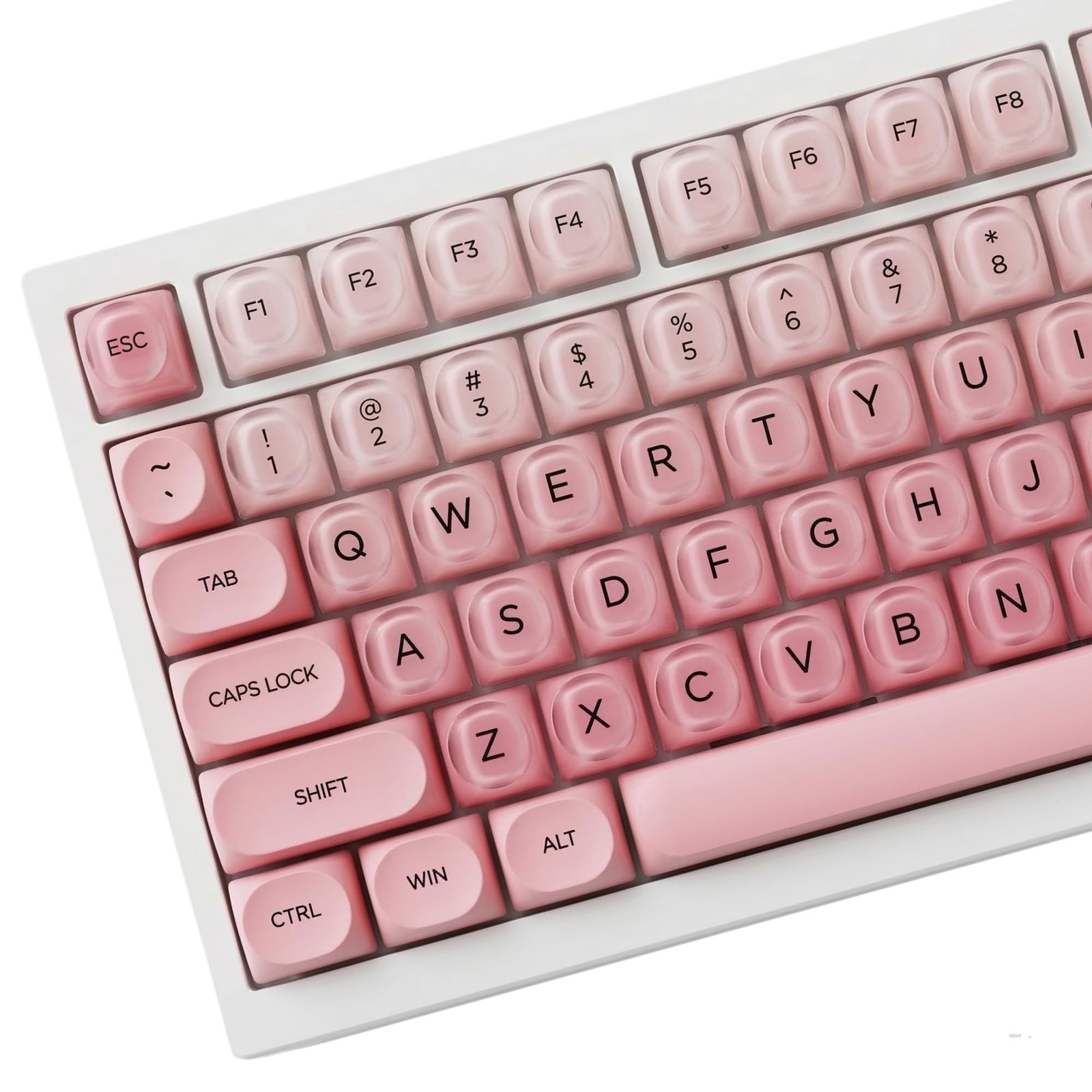 132 Keys Pink Gradient Jelly Keycaps PBT PC Rose Blush HOA Profile