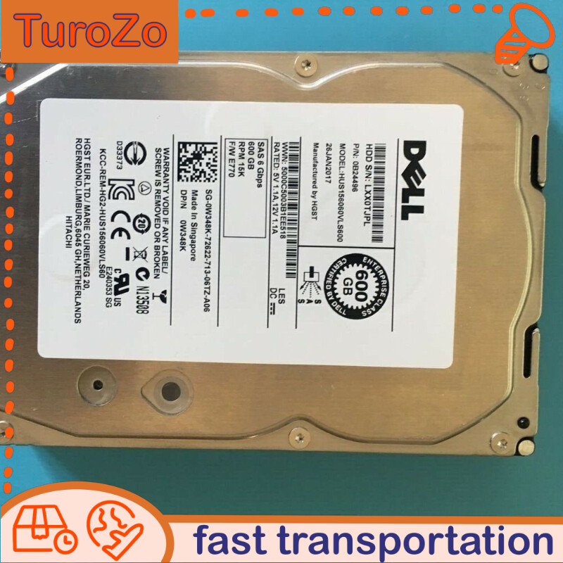 New Dell W348K 0W348K 15K 600GB SAS RPM 3.5" Hard Drive HUS156060VLS60