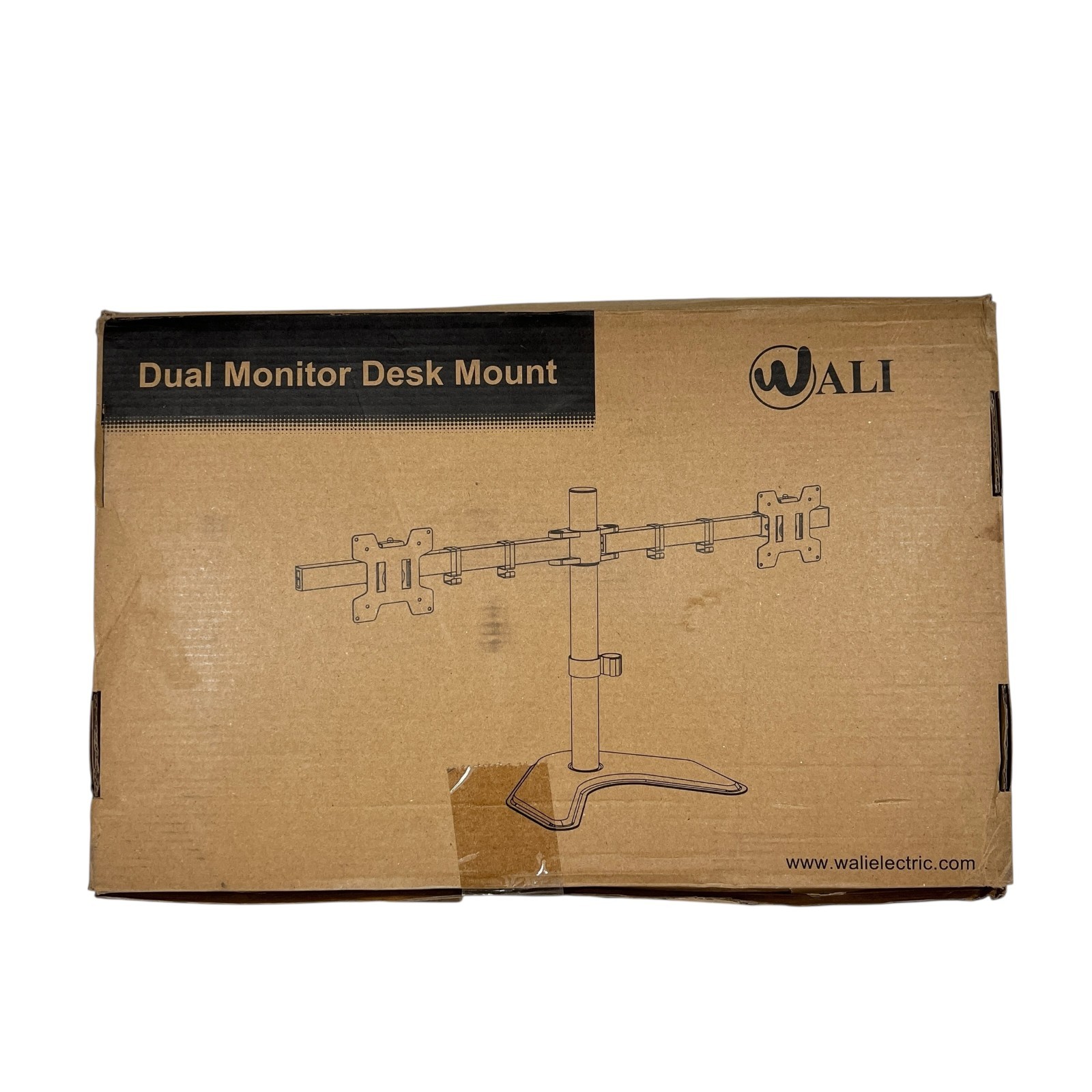 WALI Black Dual Monitor Desk Mount Stand Adjustable Heavy Duty VESA Compatible