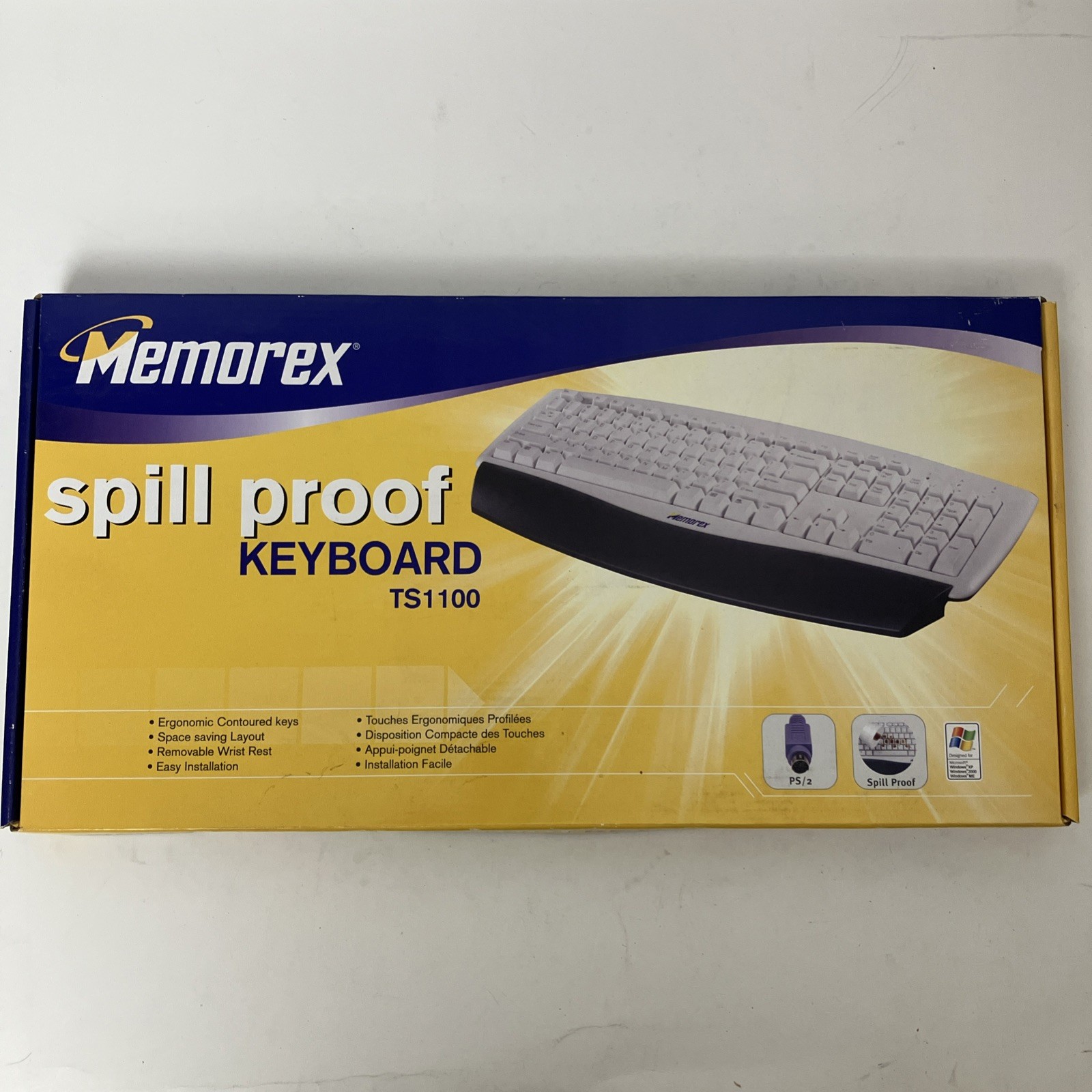Memorex TS1100 Spill proof Keyboard Vtg 2002 Computer PS/2 Connector SEALED