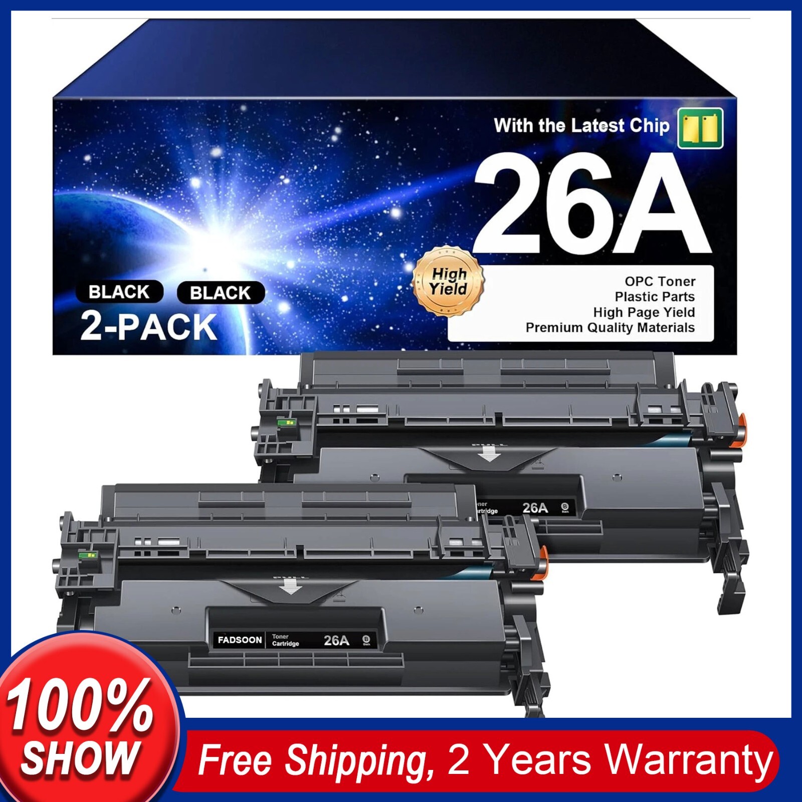 26A CF226A Compatible Toner 2PK BK High Quality for M402n M402dn M402dne 2-Pack