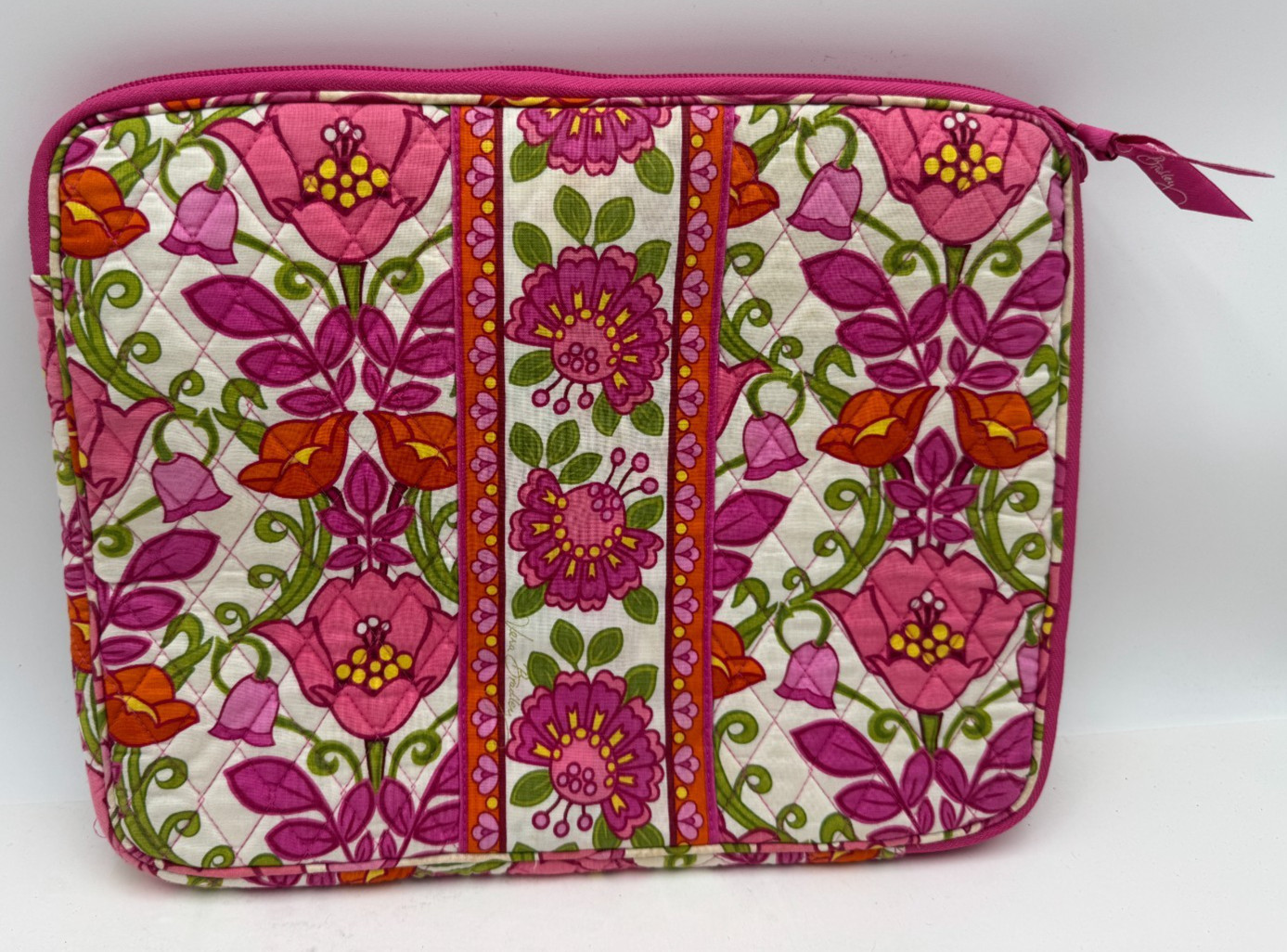 Vera Bradley Multicolor Cotton Quilted Floral Laptop Sleeve Zipper Tech Case Bag