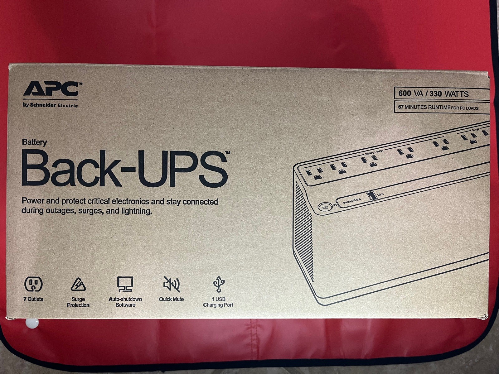 * NEW * APC Battery Back-UPS 600VA 330W BE600M1  (5 backup | 2 surge | USB port)