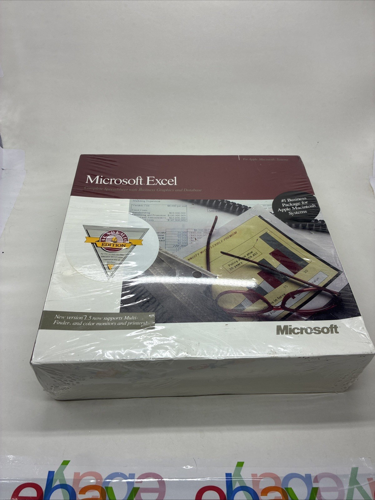 Sealed Apple Macintosh Microsoft Excel Version 1.5 Vintage 1988 Box, AC Edition
