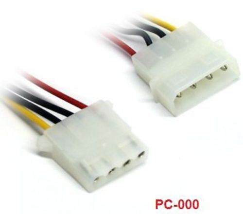 6" 4-Pin Molex Male to Female Extension Cable, PC-000