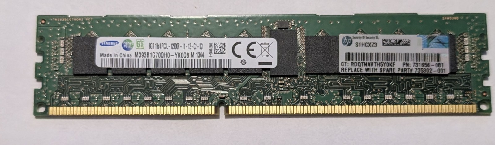 Samsung 8GB 1RX4 PC3L-12800R-11-12-C2-03  Memory M393B1G70QH0-YK0