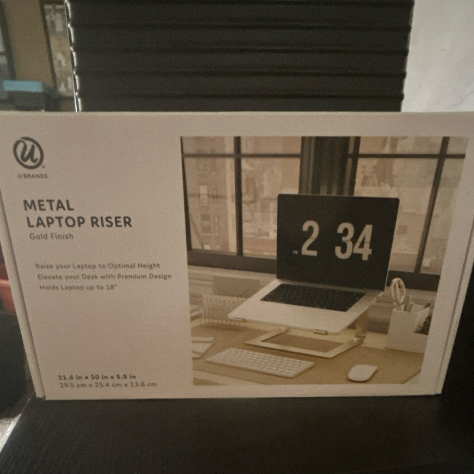 U Brands Metal Laptop Riser Gold Adjustable Ergonomic Stand Up to 18" Universal