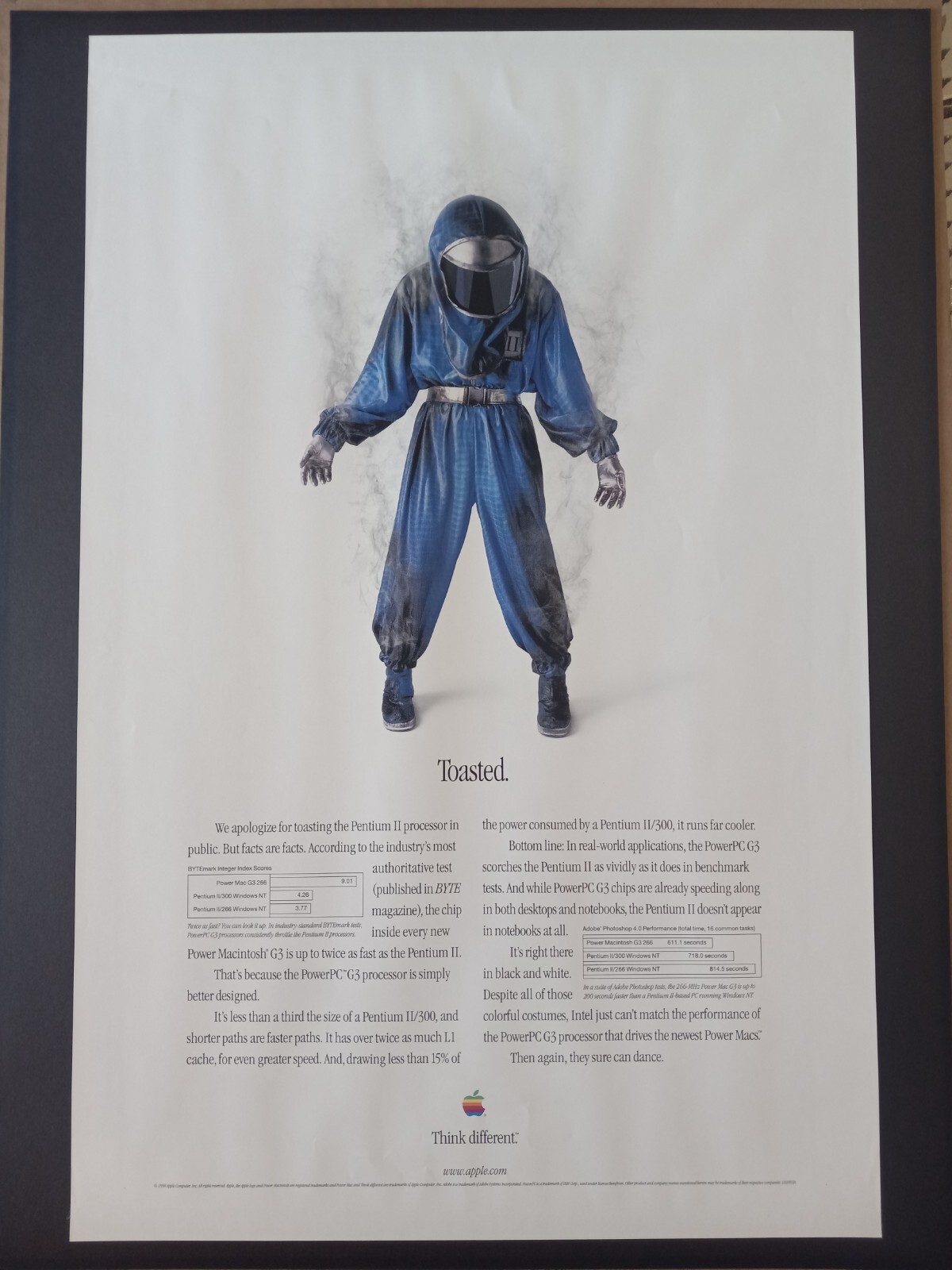 RARE Vintage Apple Computer TOASTED Poster 1998 15x23 Think Different PowerPC G3