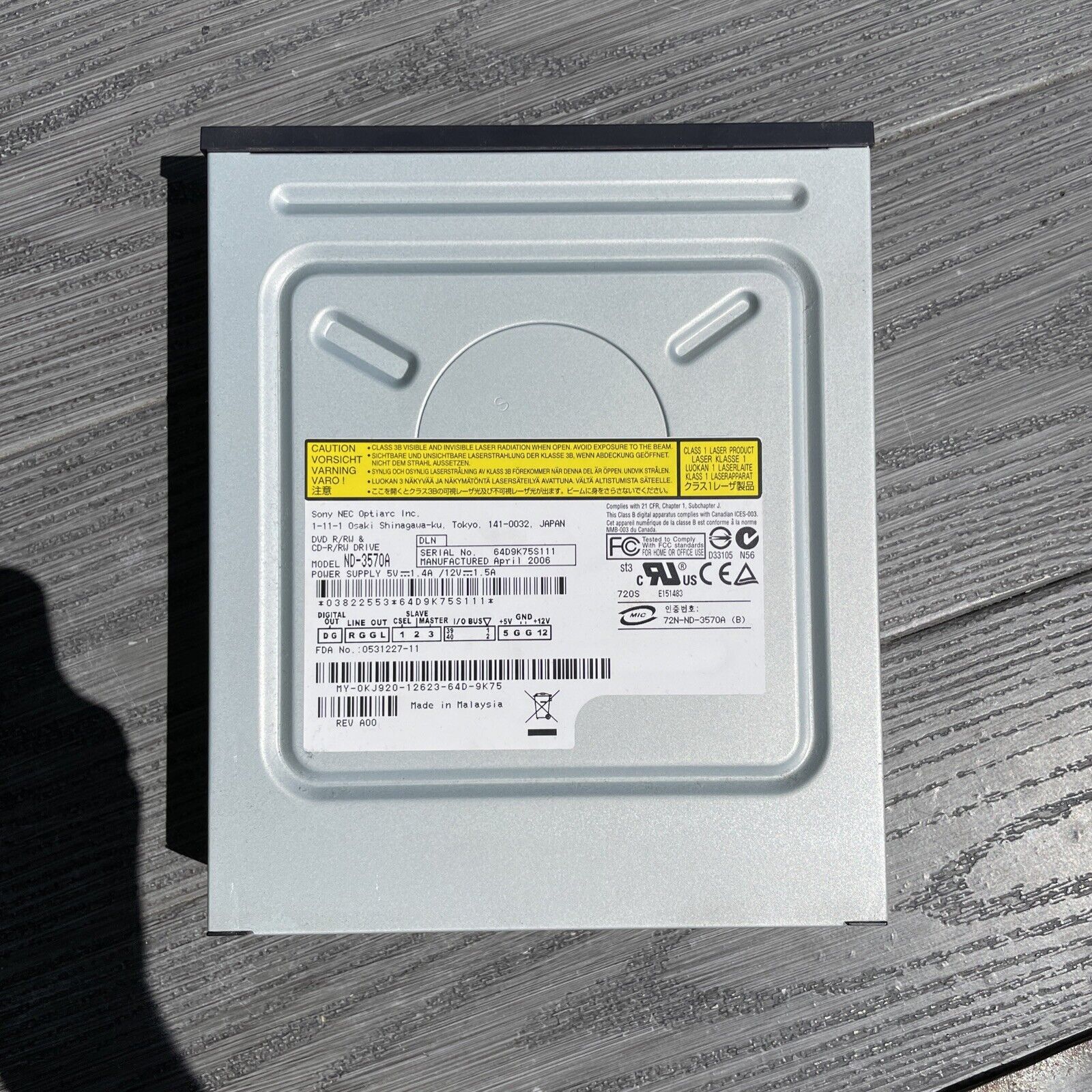 Sony NEC Optiarc ND-3570A Desktop DVD R/RW CD-R/RW Disk Drive Black