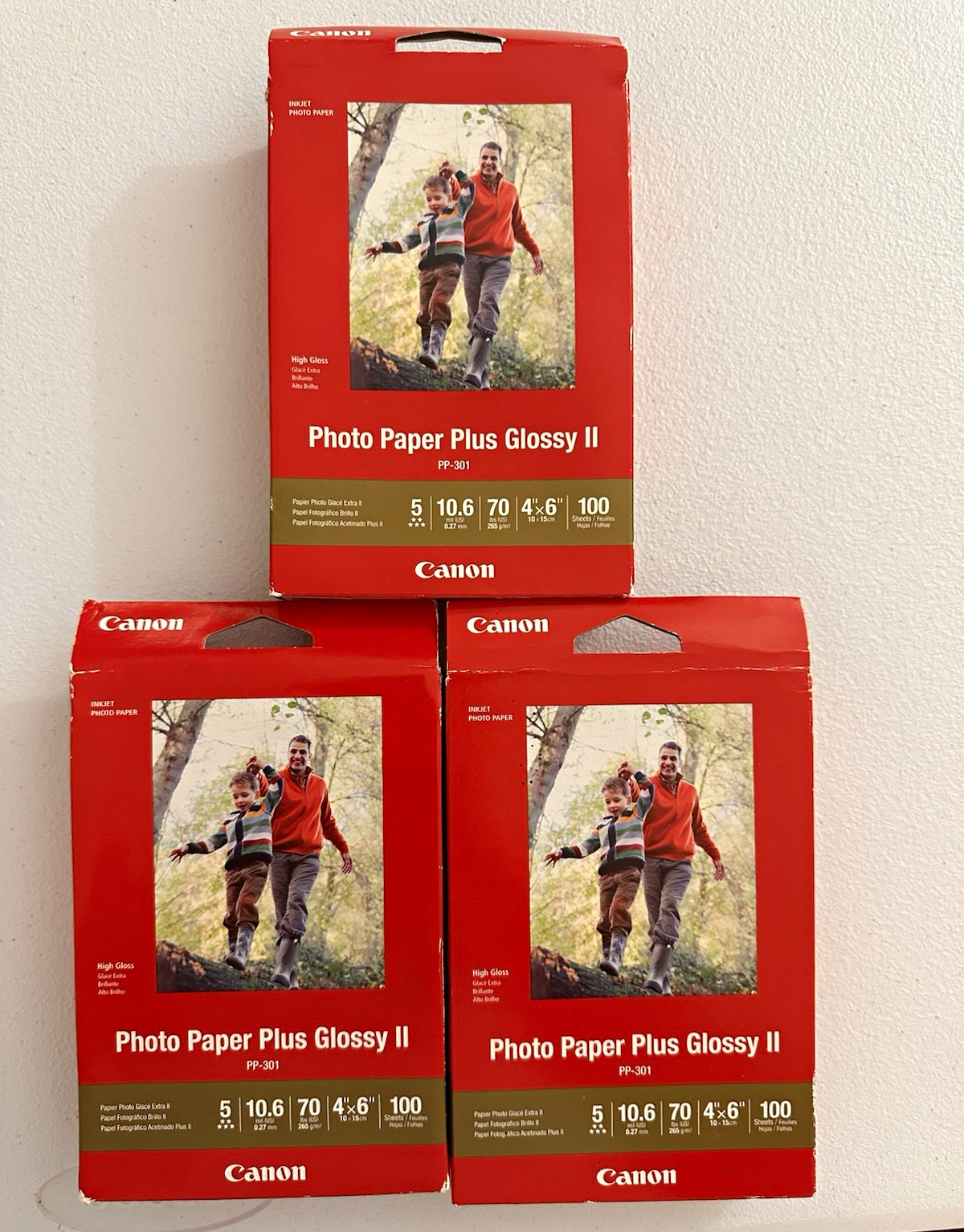 Canon PP-301 Photo Paper Plus Glossy II 4x6 100 Sheets (3) and (1) Semi gloss. 