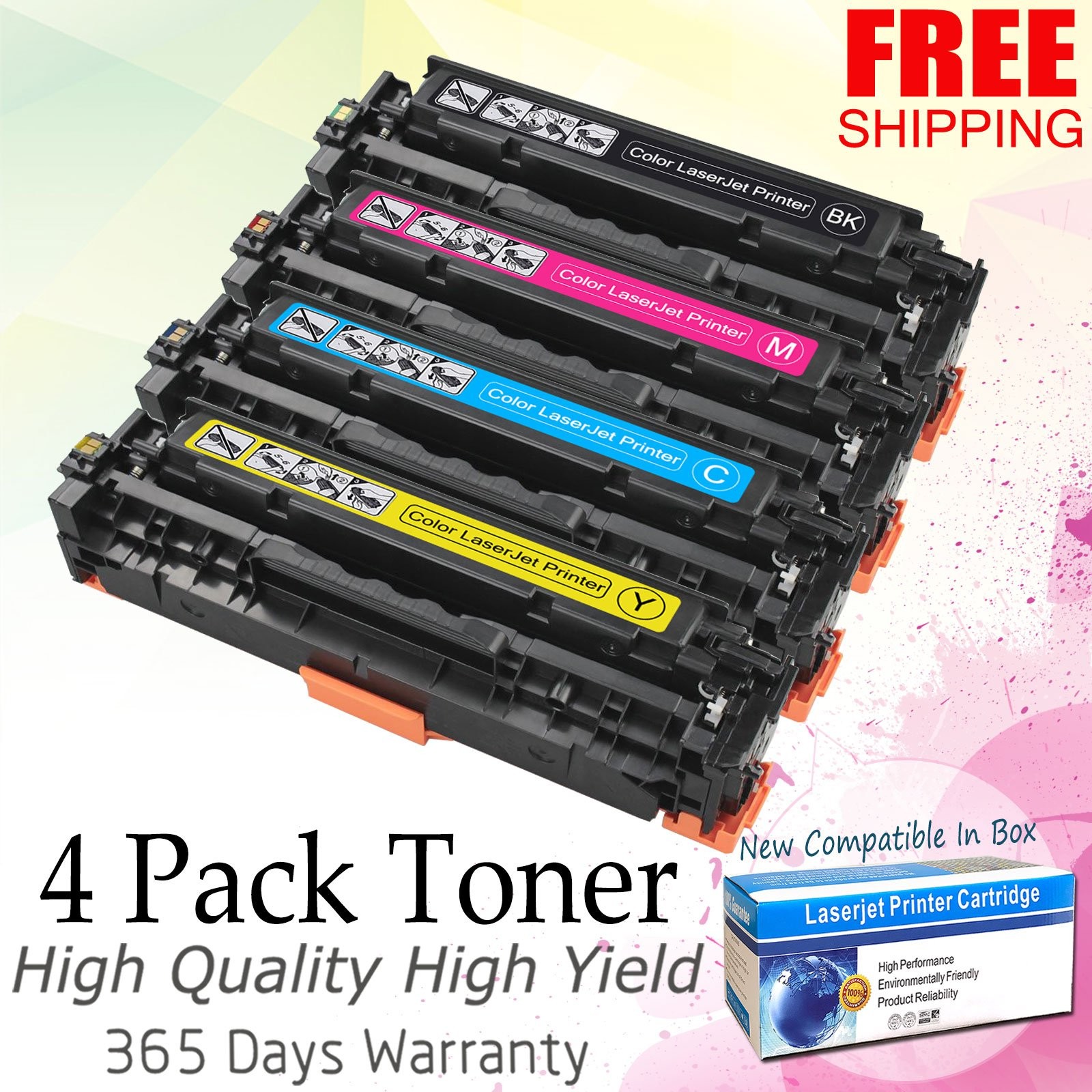 4PK CC530A Series Color Toner Set for HP CP2025DN CP2025N