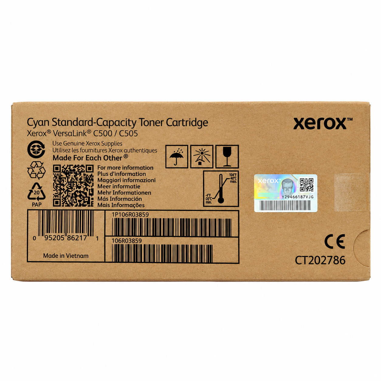**Genuine Xerox CT202786 Cyan Toner Cartridge VersaLink C500 C505 OEM Sealed**