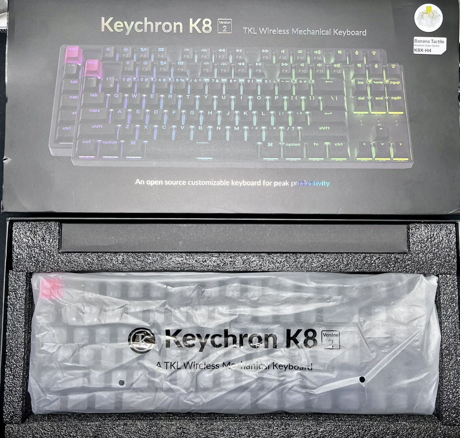 Keychron K8 Wireless Hot-Swappable Mechanical Keyboard White Backlight New