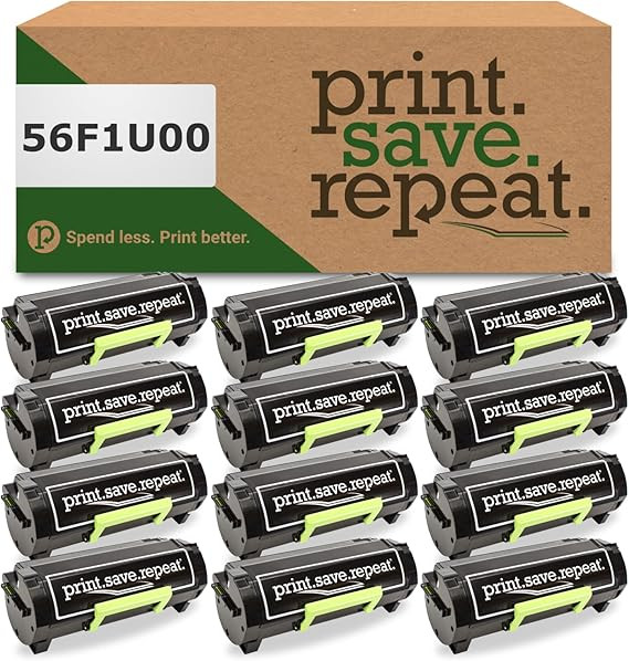 Print.Save.Repeat. Case of 12 Lexmark 56F1U00 Toner Cartridges for MS521, MS621