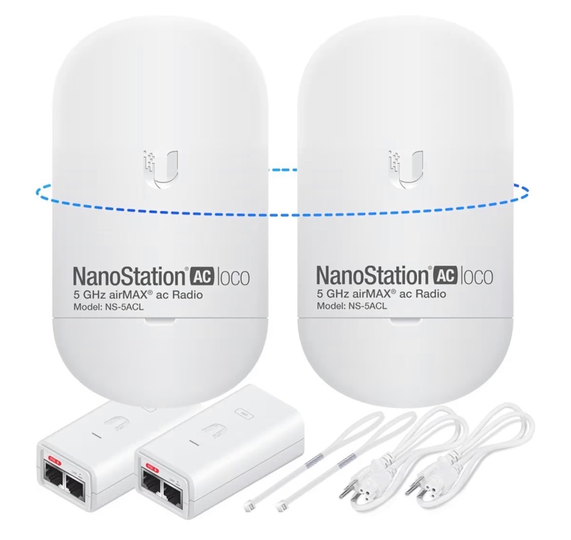 Wireless Bridge Ubiquiti LOCO5AC PRE-CONFIGURED, Bundle of 2 Ubiquiti Nanostatio